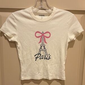 Tilly’s RSQ ADORABLE Cream & Pink Paris BABY TEE.